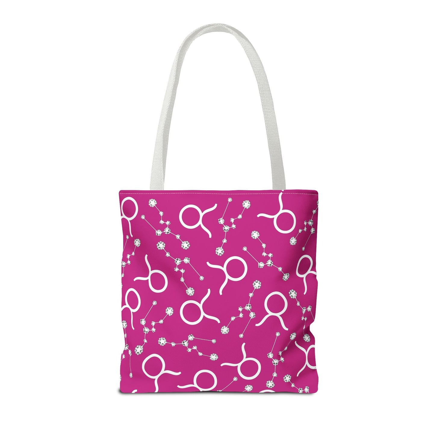 Tote Bag, Taurus Zodiac Sign, AOP, (Pink, White)