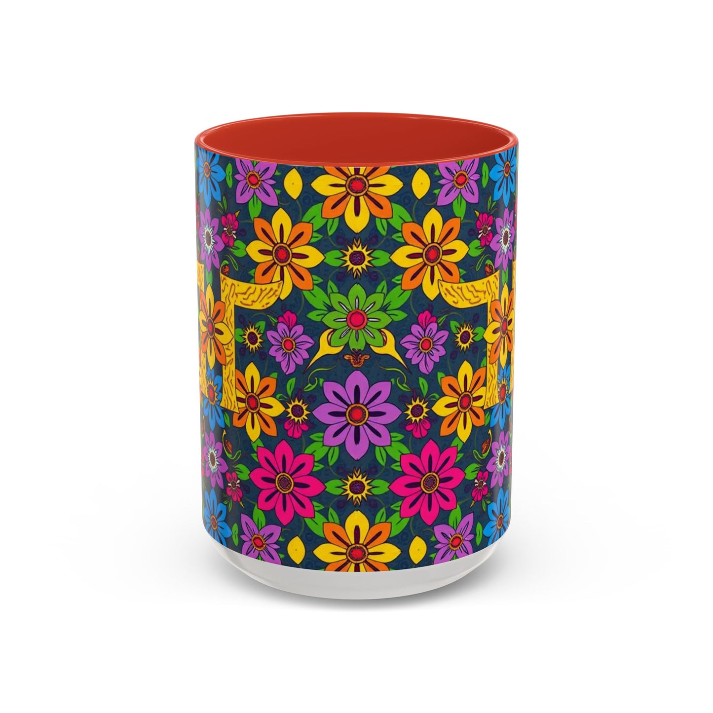Accent Coffee Mug, Gemini, Zodiac v3, Flower Pattern, (11, 15oz)