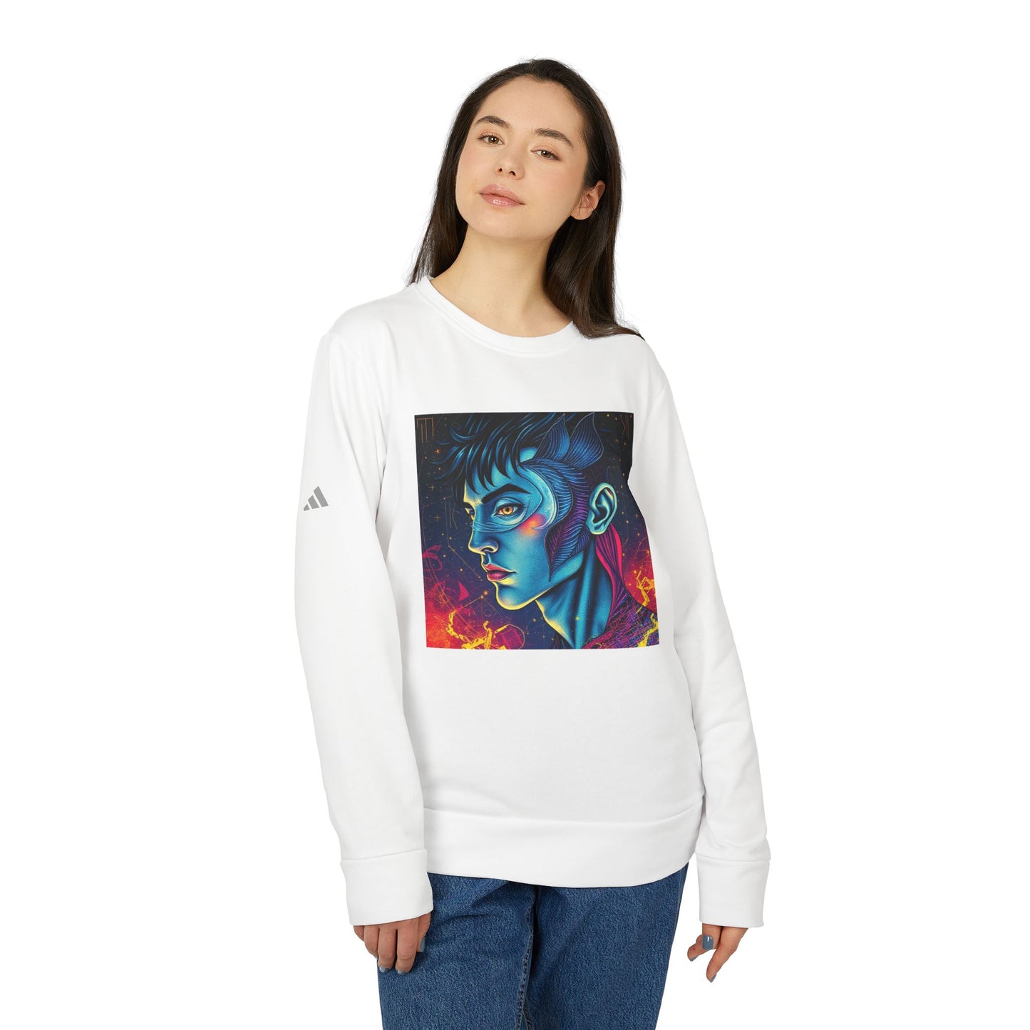 Adidas, Unisex Fleece Crewneck Sweatshirt, Pisces, Pop Art, Zodiac