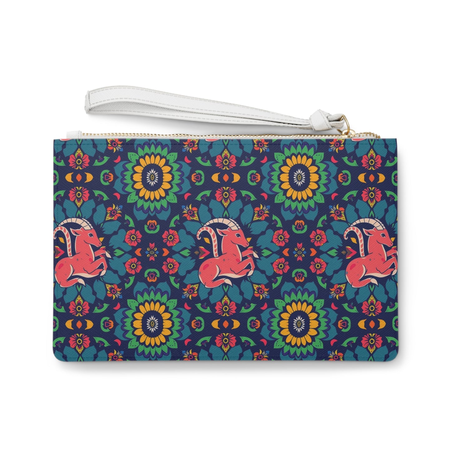 Clutch Bag, Capricorn, Zodiac v2, Flower Pattern