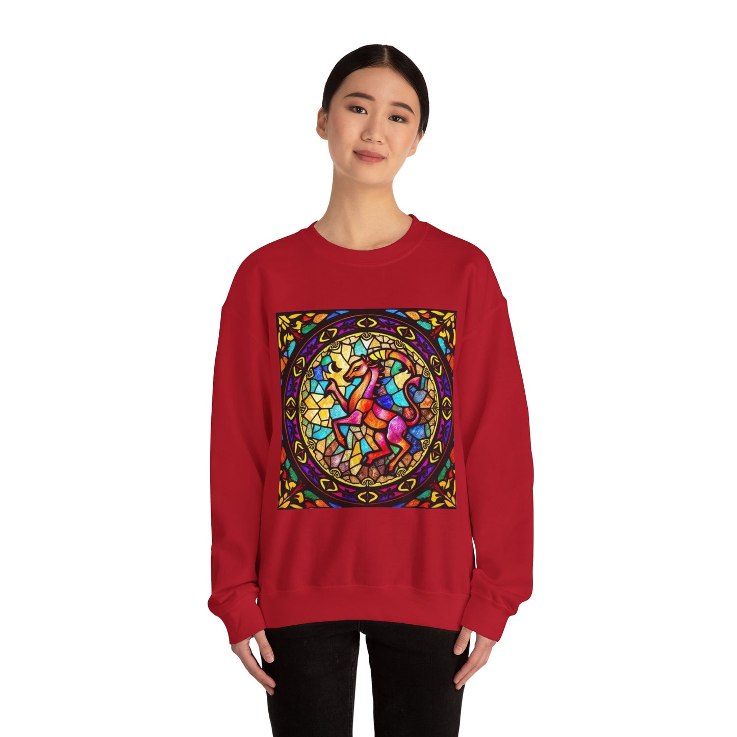 Unisex Heavy Blend™ Crewneck Sweatshirt, Glass, Aries Zodiac Design