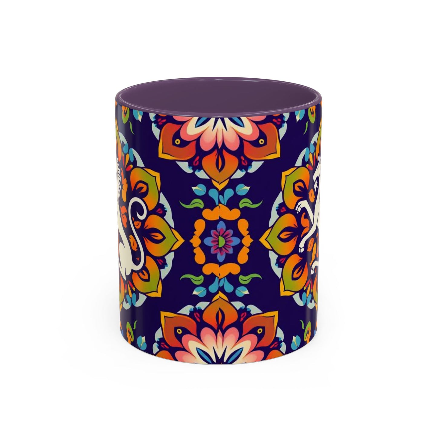 Accent Coffee Mug, Virgo, Zodiac v4. Flower Pattern, (11, 15oz)