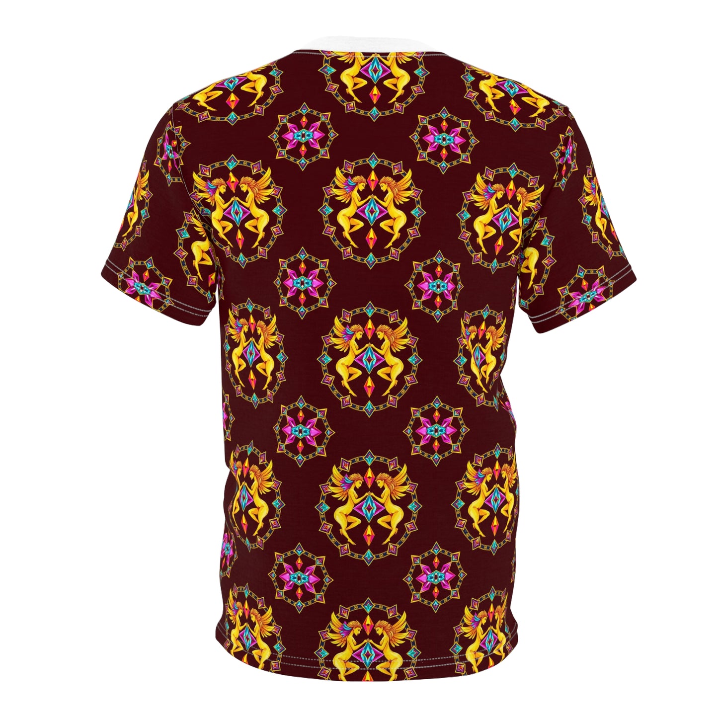 Unisex Cut & Sew T-Shirt, (AOP), Gemini, Zodiac v3, Jewels Pattern