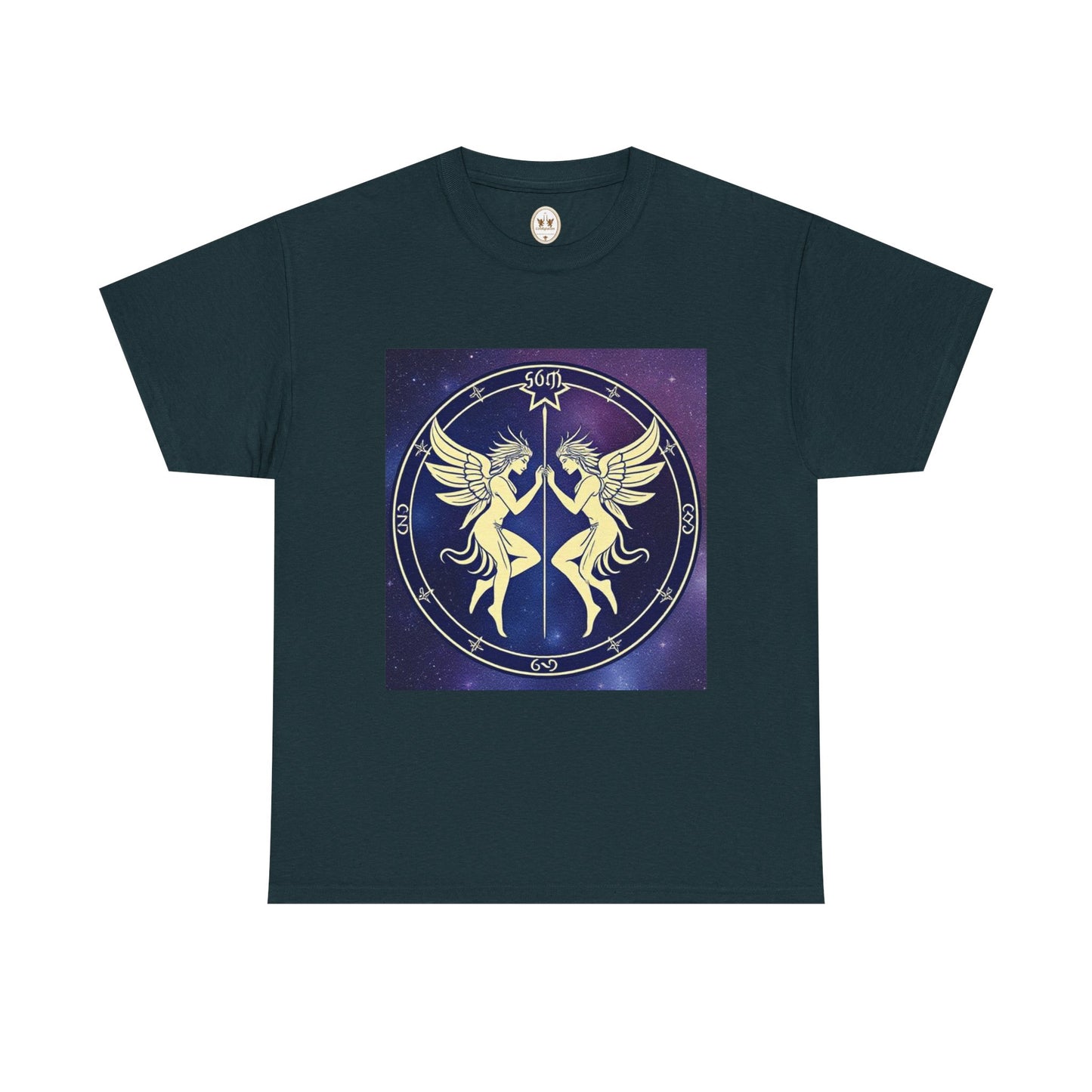 Unisex Heavy Cotton T-Shirt, Space Angel Twins v1, Gemini Zodiac Design