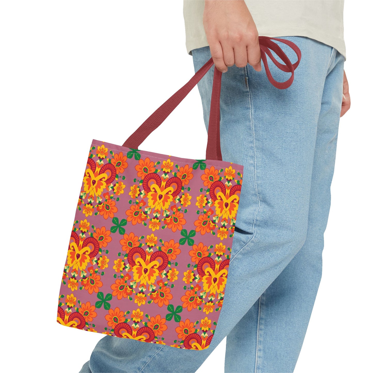 Tote Bag (AOP), Aries, Zodiac v1, Flower Pattern
