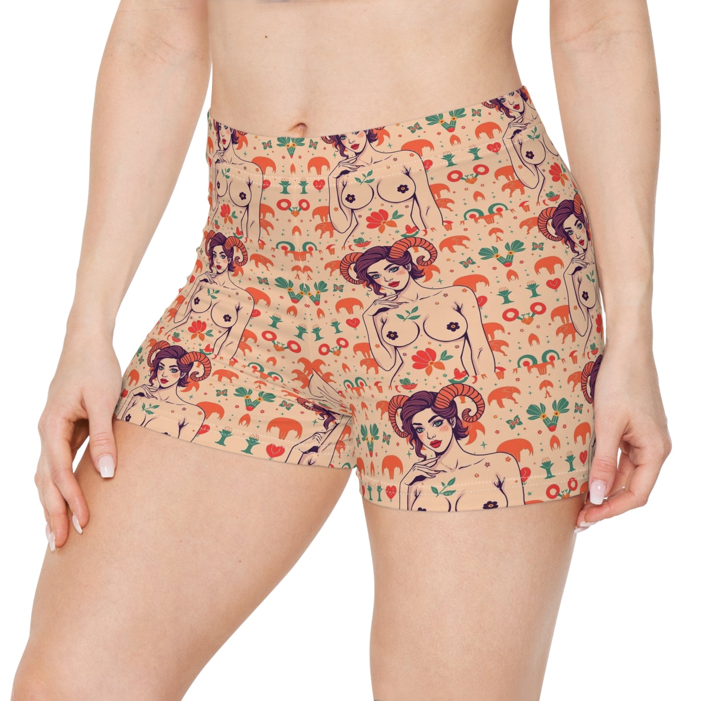 Women's Shorts, (AOP), Aries, Zodiac v1, Sexy Pattern
