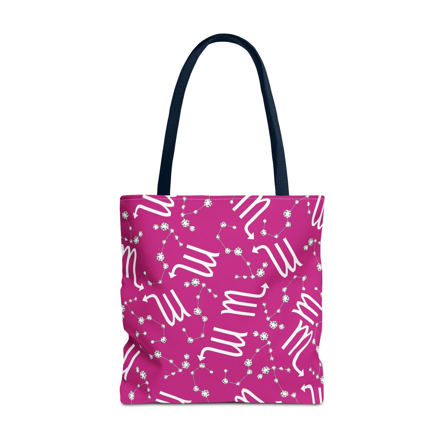 Tote Bag, Scorpio Zodiac Sign, AOP, (Pink, White)