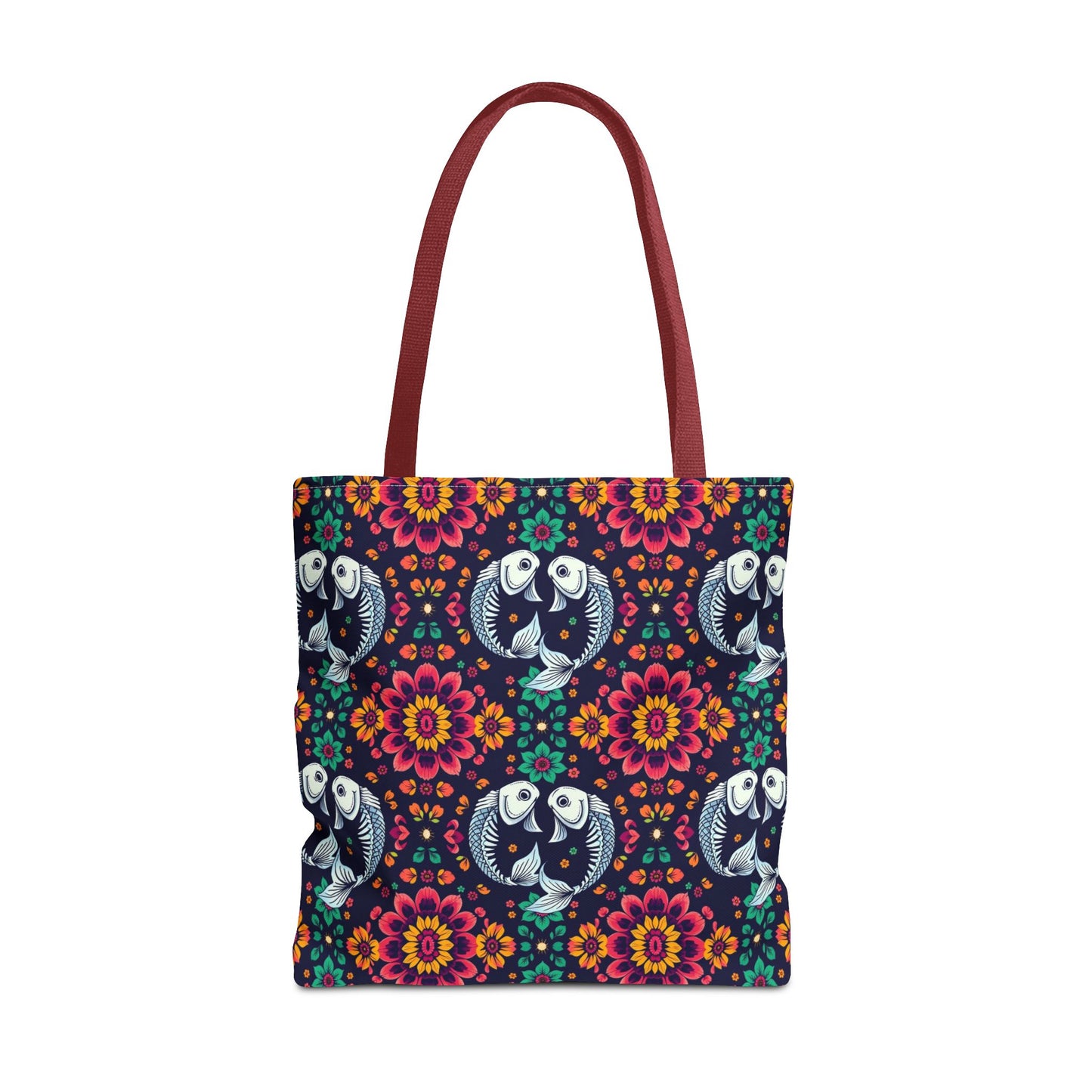 Tote Bag (AOP), Pisces, Zodiac v1, Flower Pattern