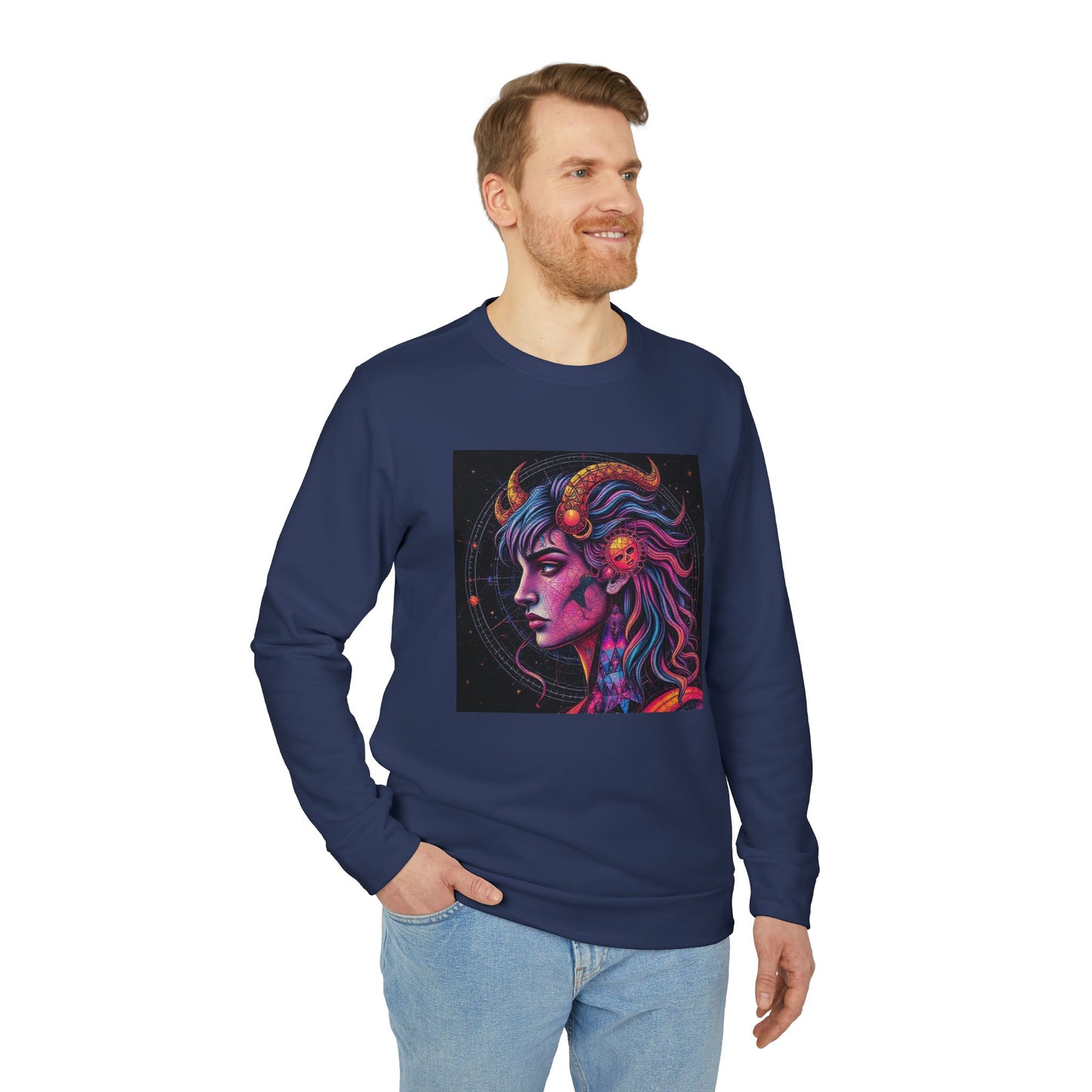 Adidas, Unisex Fleece Crewneck Sweatshirt, Virgo, Pop Art, Zodiac