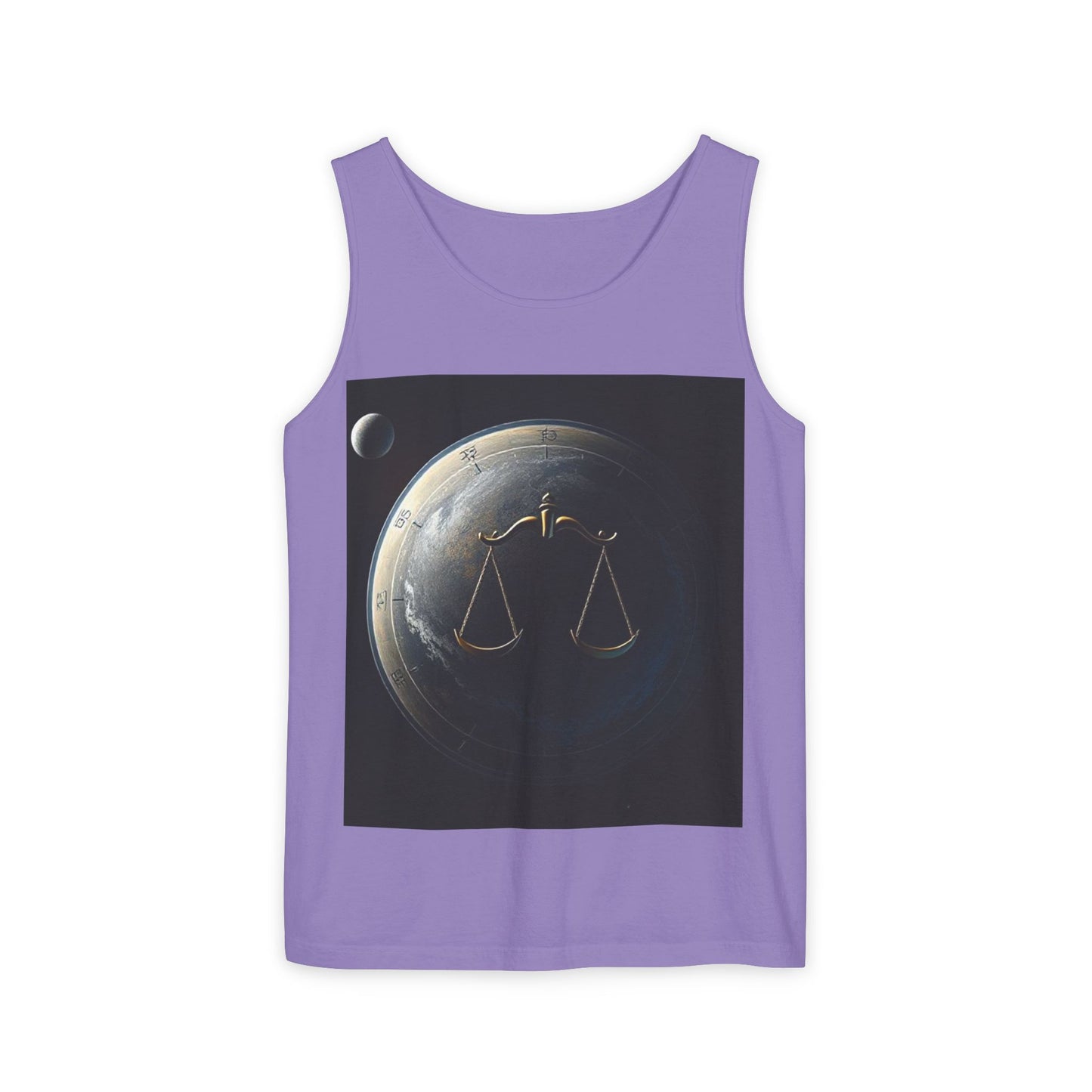 Unisex Garment-Dyed, Tank Top, Libra Design, Space Scale v1, 100% US cotton