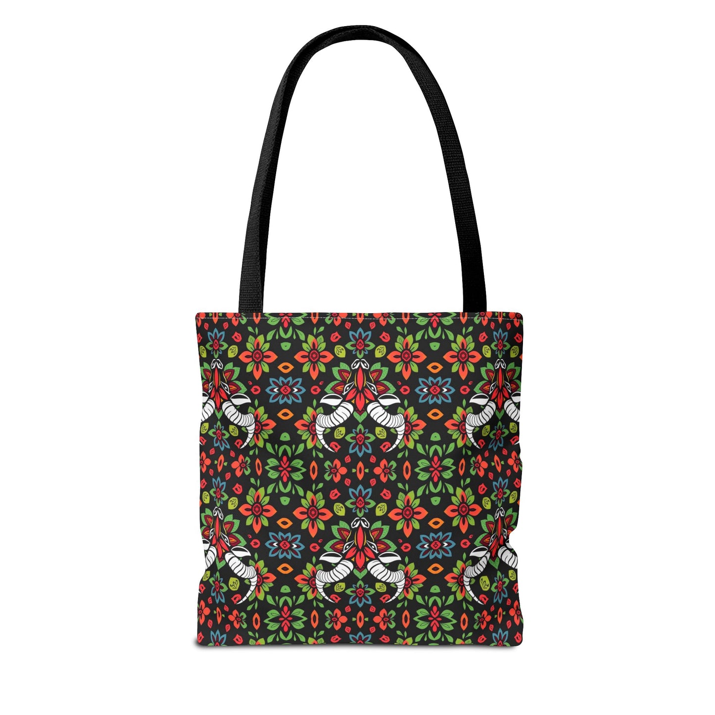 Tote Bag (AOP), Taurus, Zodiac v1, Flower Pattern