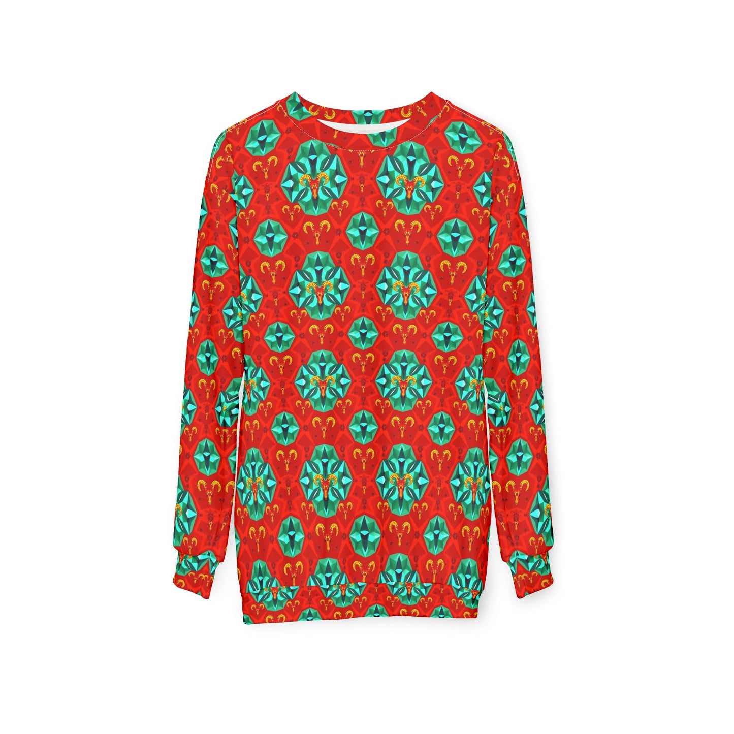 Unisex Sweatshirt (AOP), Aries, Zodiac v1, Jewel Pattern