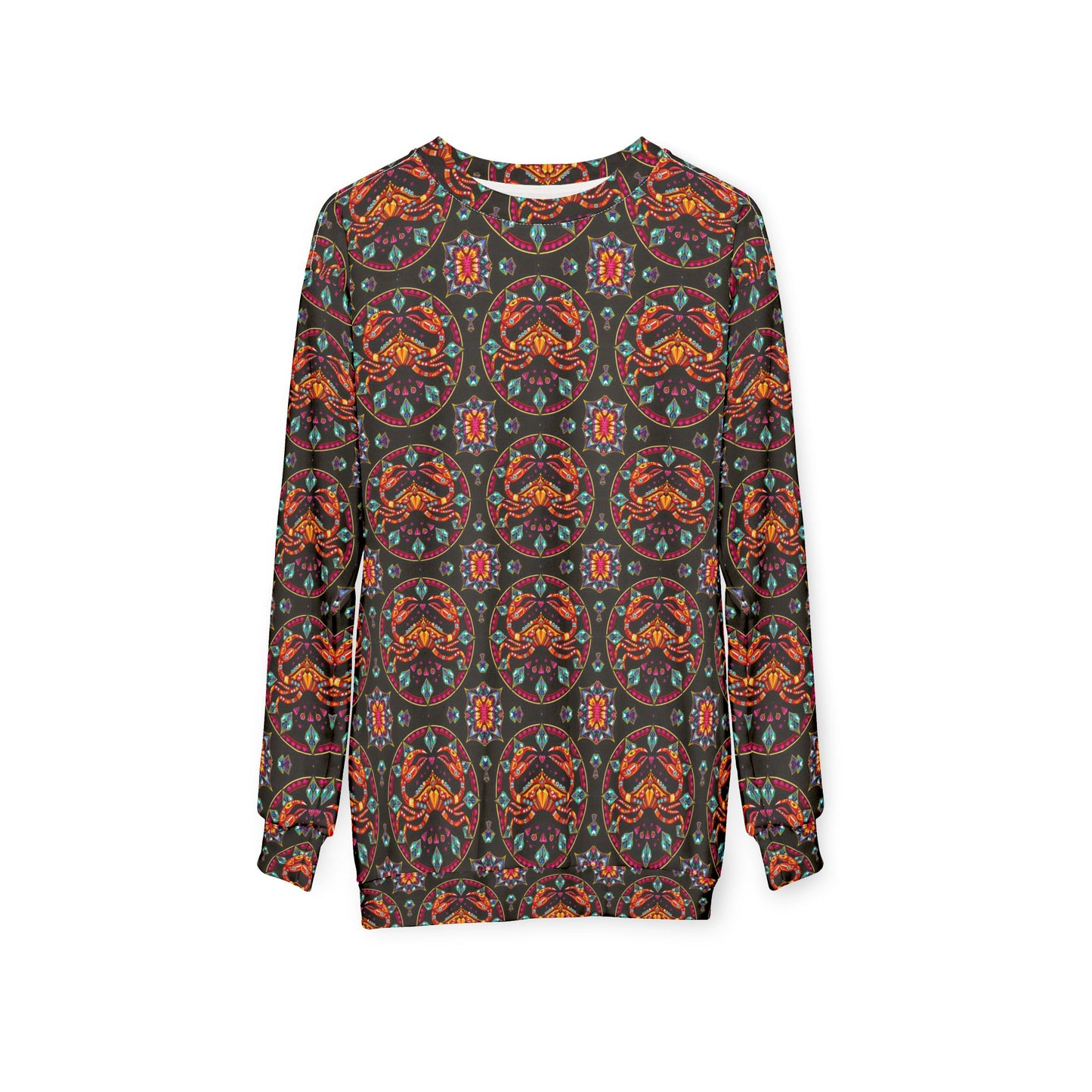Unisex Sweatshirt (AOP), Cancer, Zodiac v3, Jewel Pattern