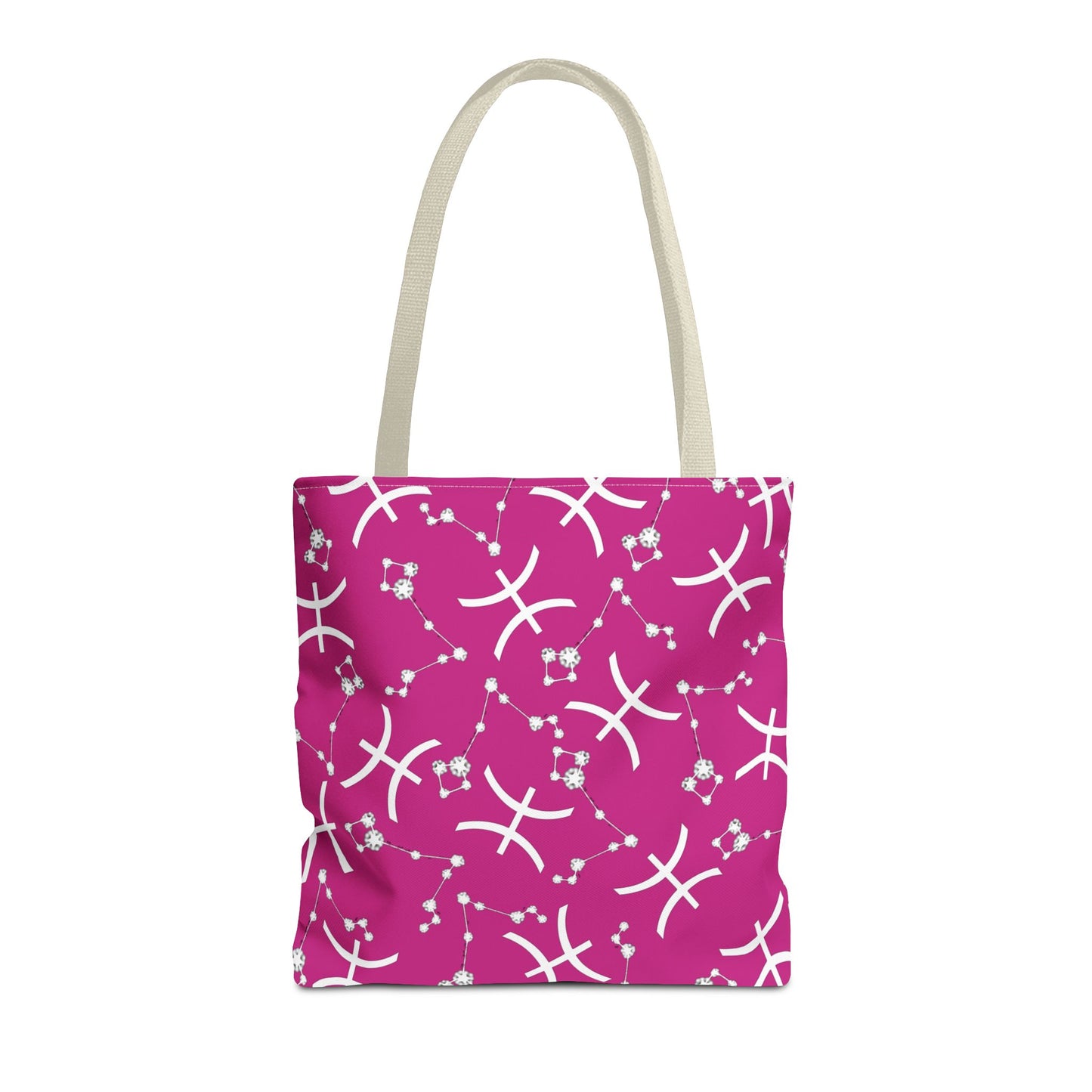 Tote Bag, Pisces Zodiac Sign, AOP, (Pink, White)