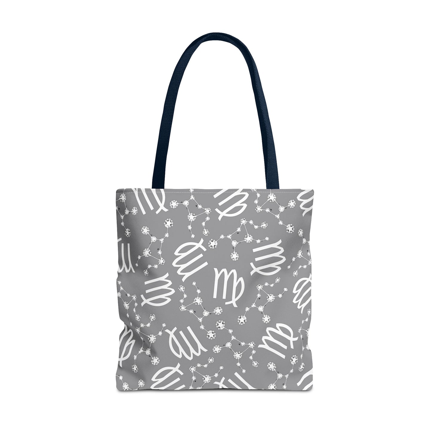 Tote Bag, Virgo Zodiac Sign, AOP, (Grey, White)