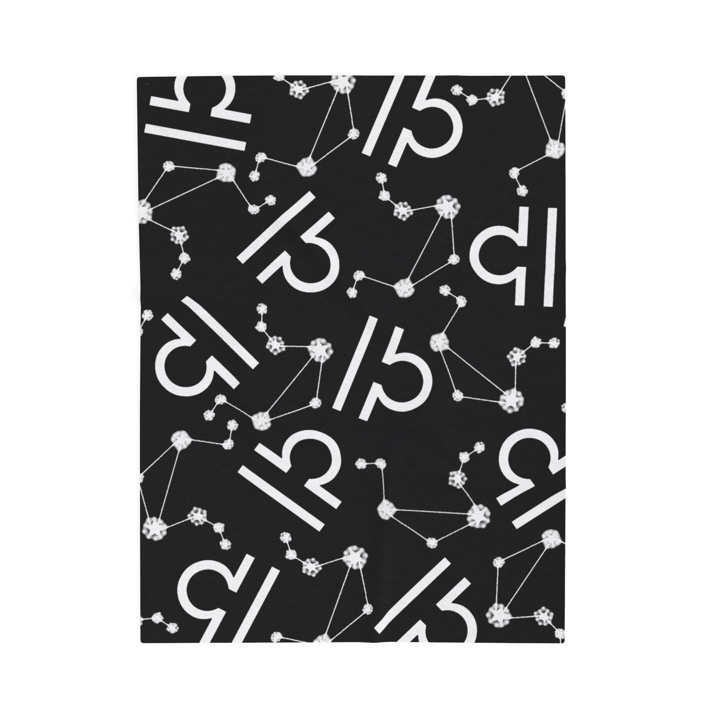 Velveteen Plush Blanket, Libra Zodiac Sign, Constellation & Symbol, Black, 100% polyester