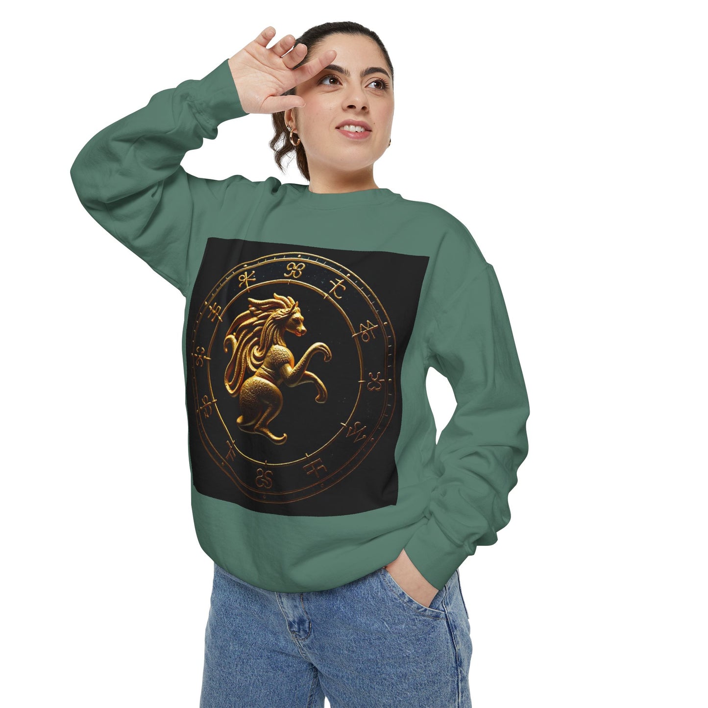 Garment-Dyed Sweatshirt, Unisex, Space Animal Design v1, Virgo
