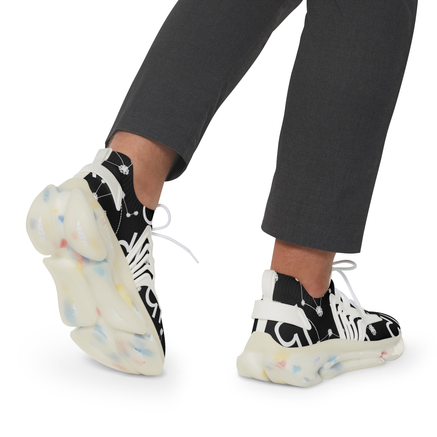 Men's Mesh Sneakers, Libra Zodiac Sign, AOP, Black