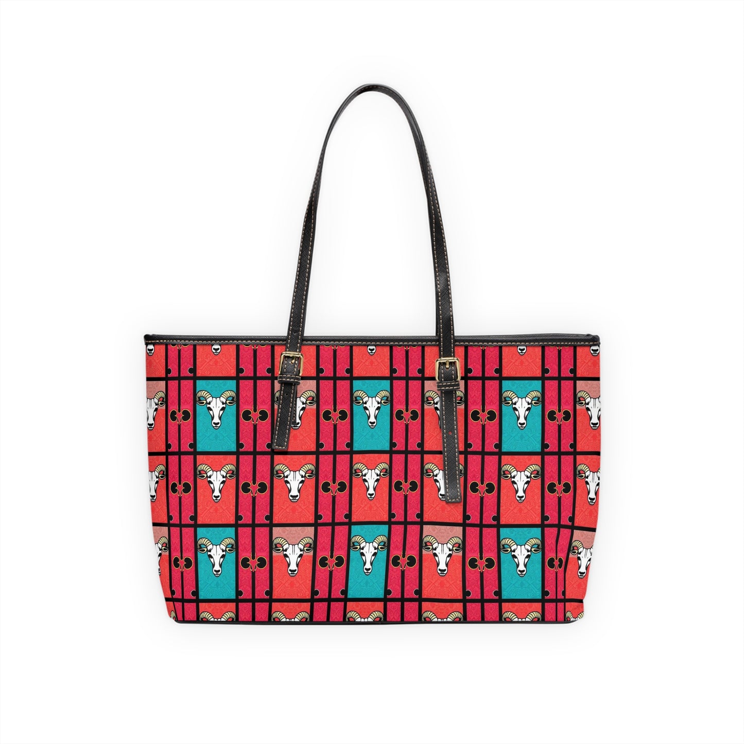 Leather Shoulder Bag, Taurus, Zodiac v3, Shapes Pattern