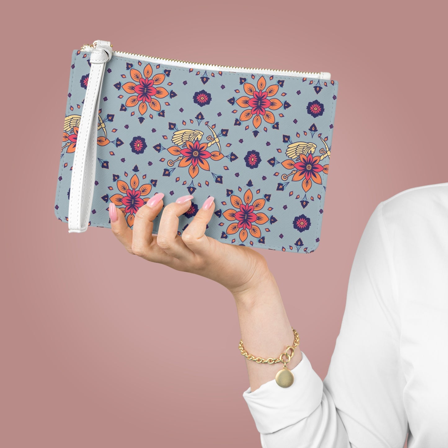 Clutch Bag, Sagittarius, Zodiac v1, Flower Pattern