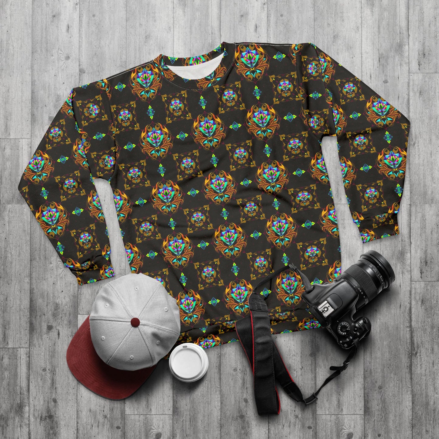 Unisex Sweatshirt (AOP), Scorpio, Zodiac v4, Jewel Pattern
