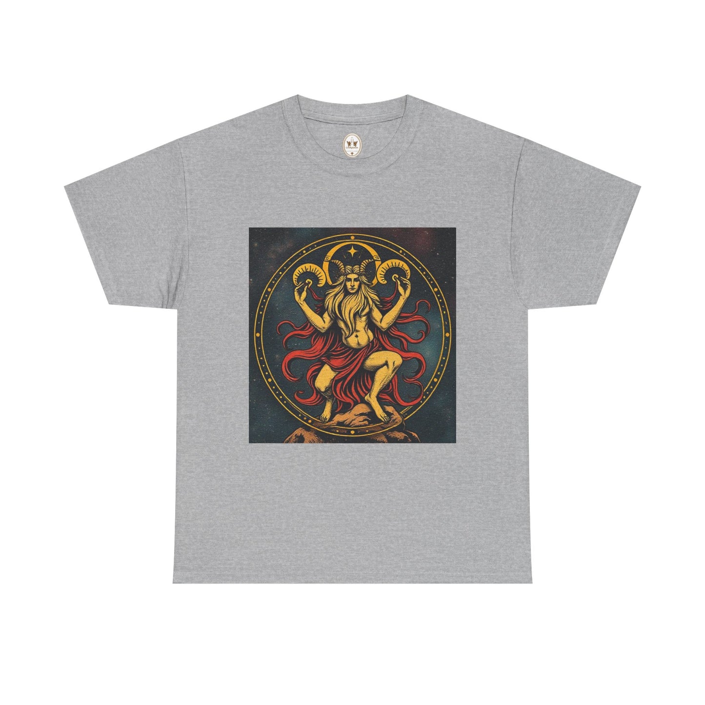 Unisex Heavy Cotton T-Shirt, Aries God 2v, Zodiac Design