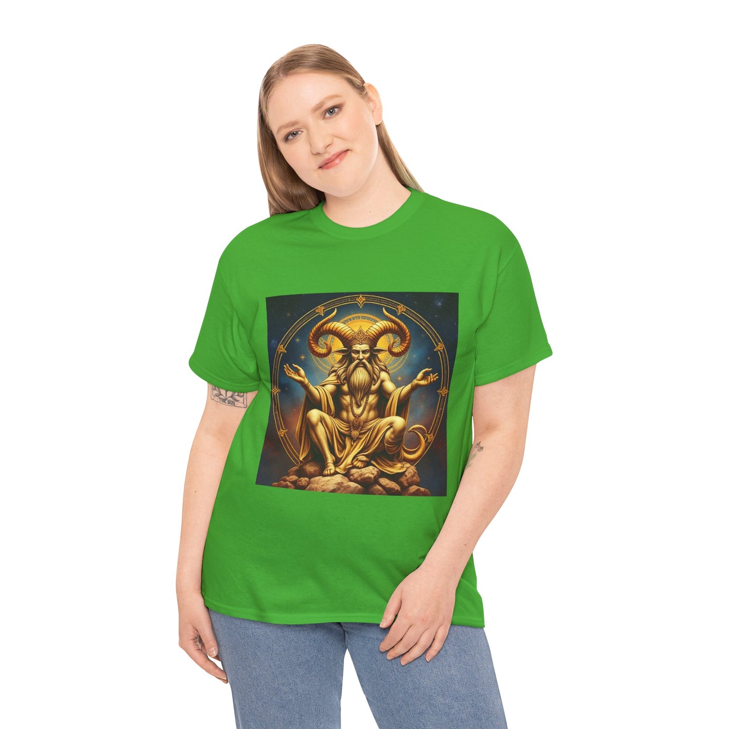 Unisex Heavy Cotton T-Shirt, On The Throne, Taurus Zodiac Design