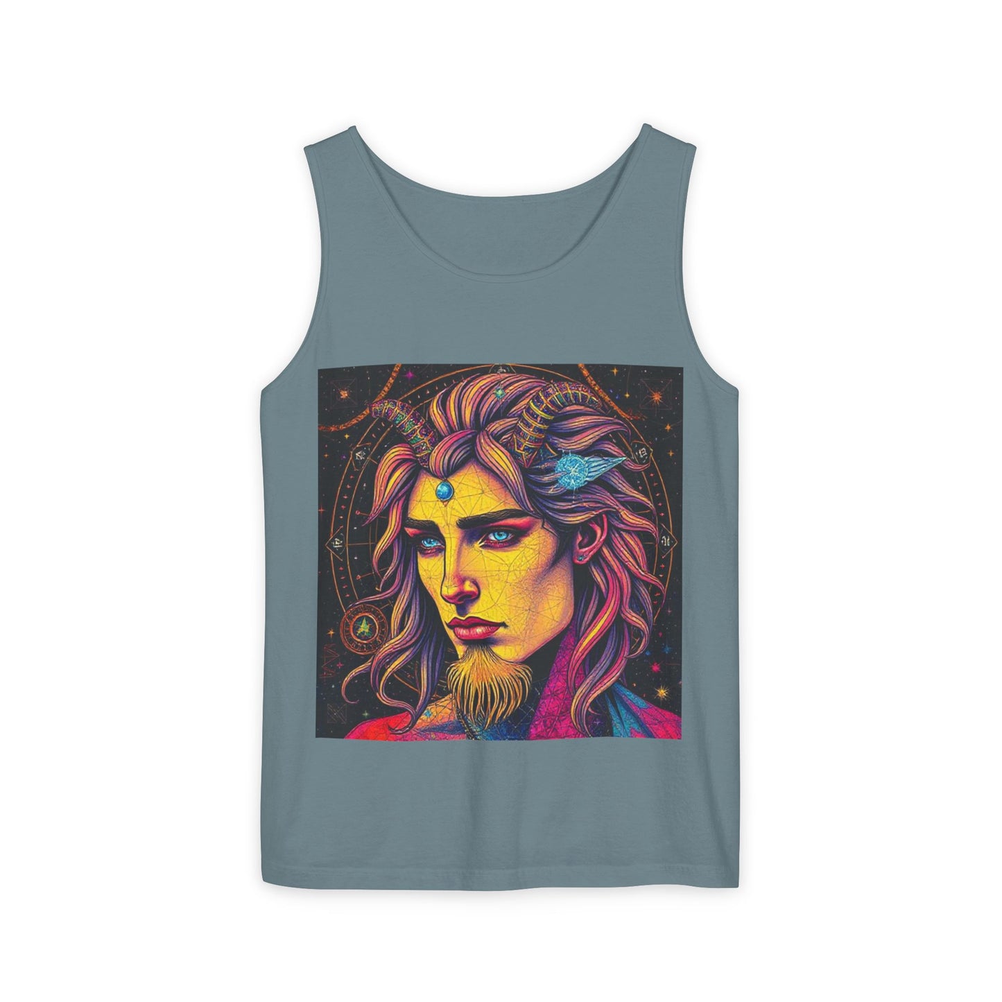 Unisex Garment-Dyed, Tank Top, Aquarius Design, Pop Art v1, 100% Ringspun US cotton