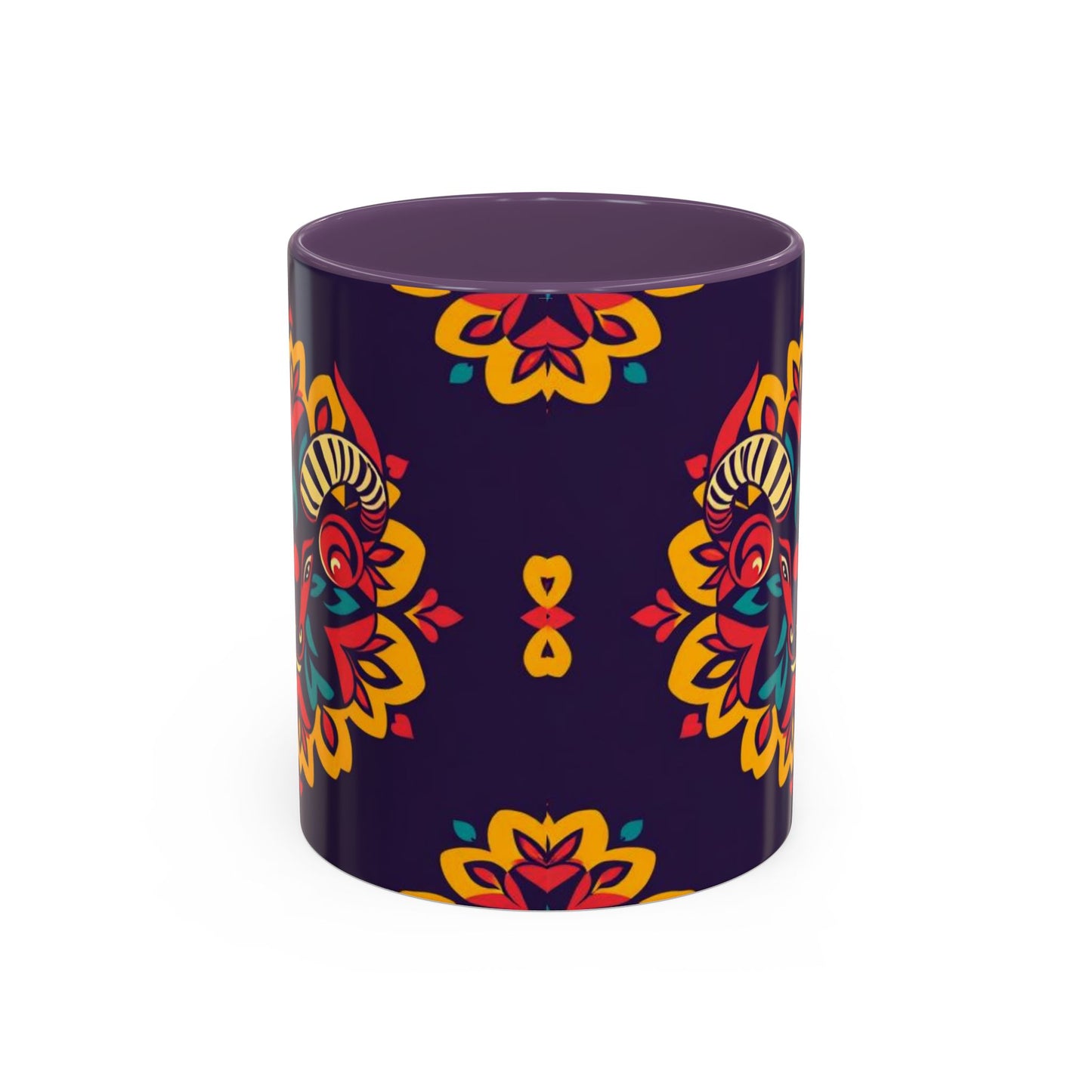 Accent Coffee Mug, Taurus, Zodiac v4. Flower Pattern, (11, 15oz)
