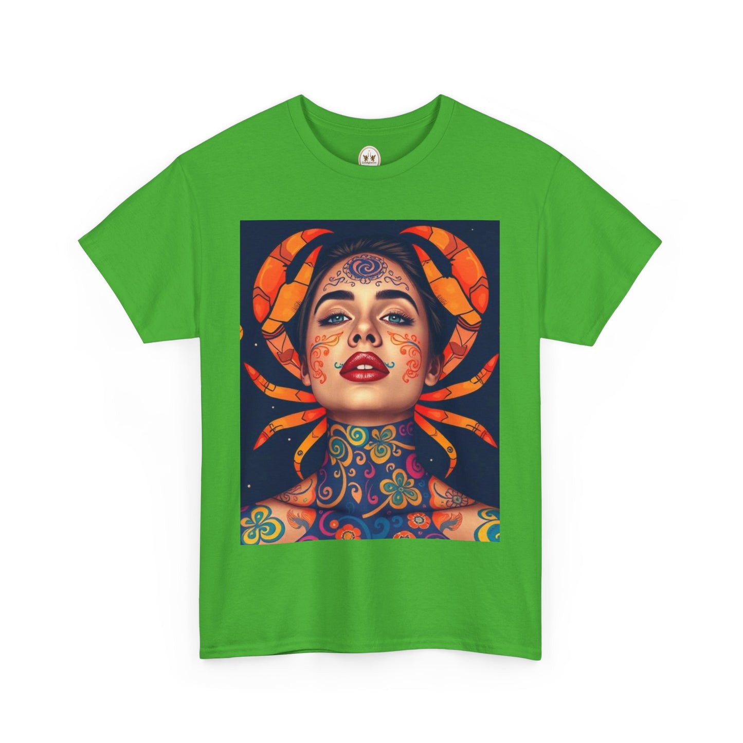Unisex Heavy Cotton T-Shirt, Cancer, Zodiac v2, Sexy Art