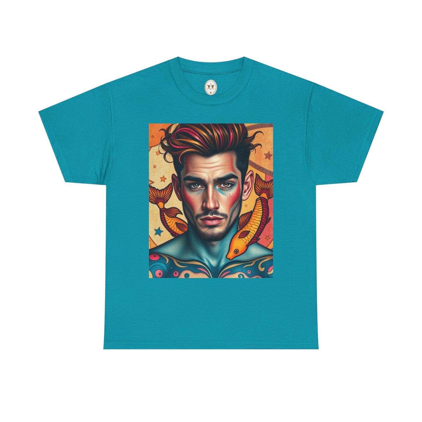 Unisex Heavy Cotton T-Shirt, Pisces, Zodiac v2, Sexy Art
