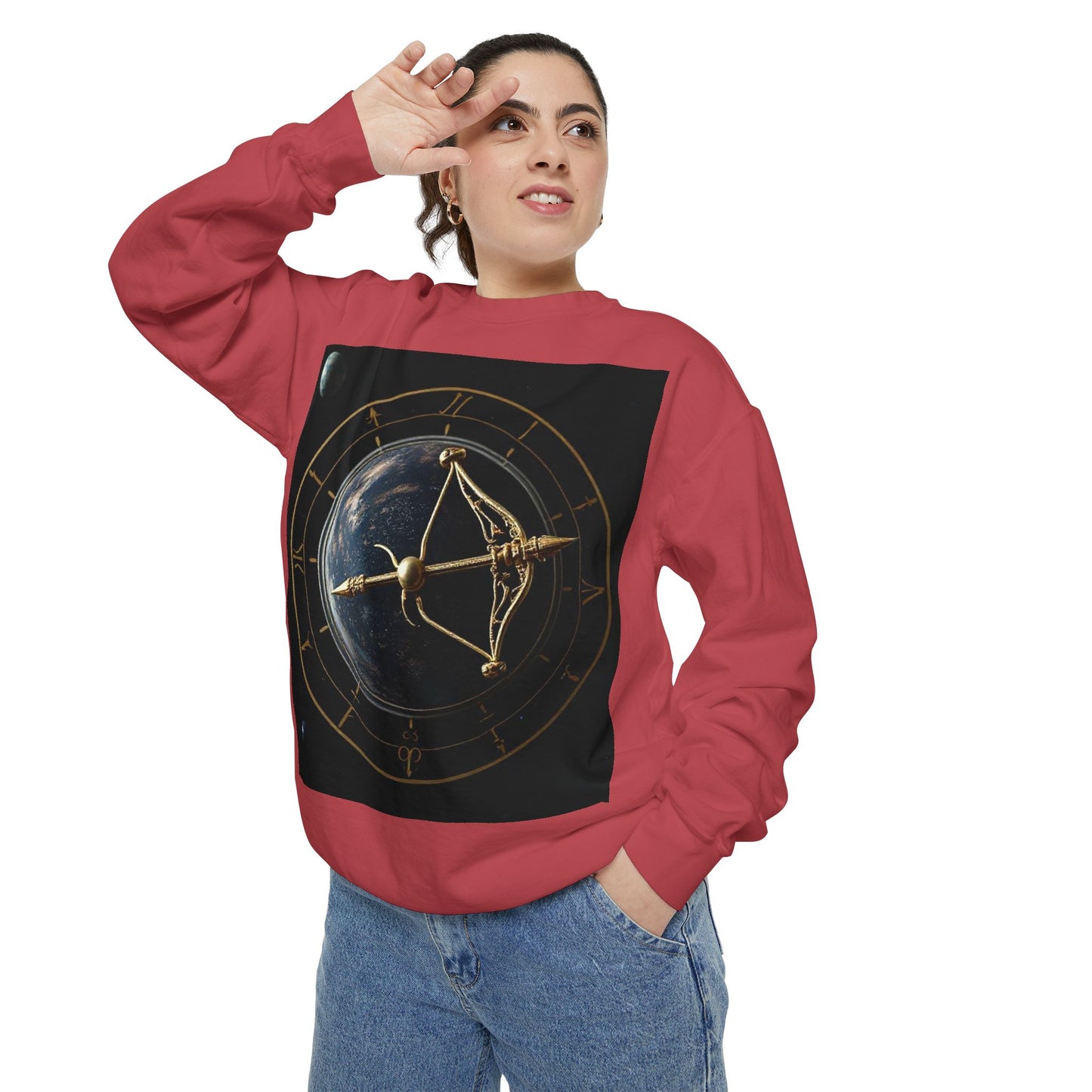 Garment-Dyed Sweatshirt, Unisex, Space Symbol Design v1, Sagittarius