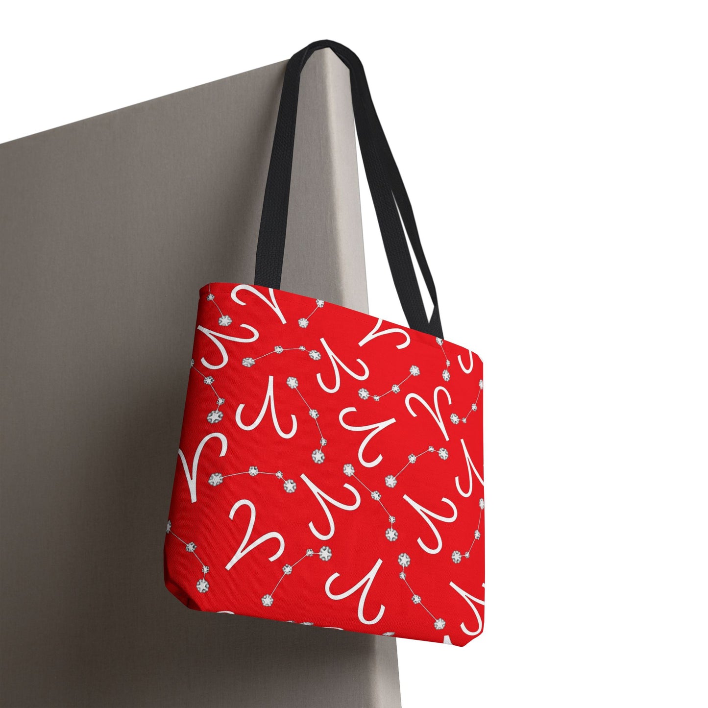 Tote Bag, Aries Zodiac Sign, AOP, (Red, White)