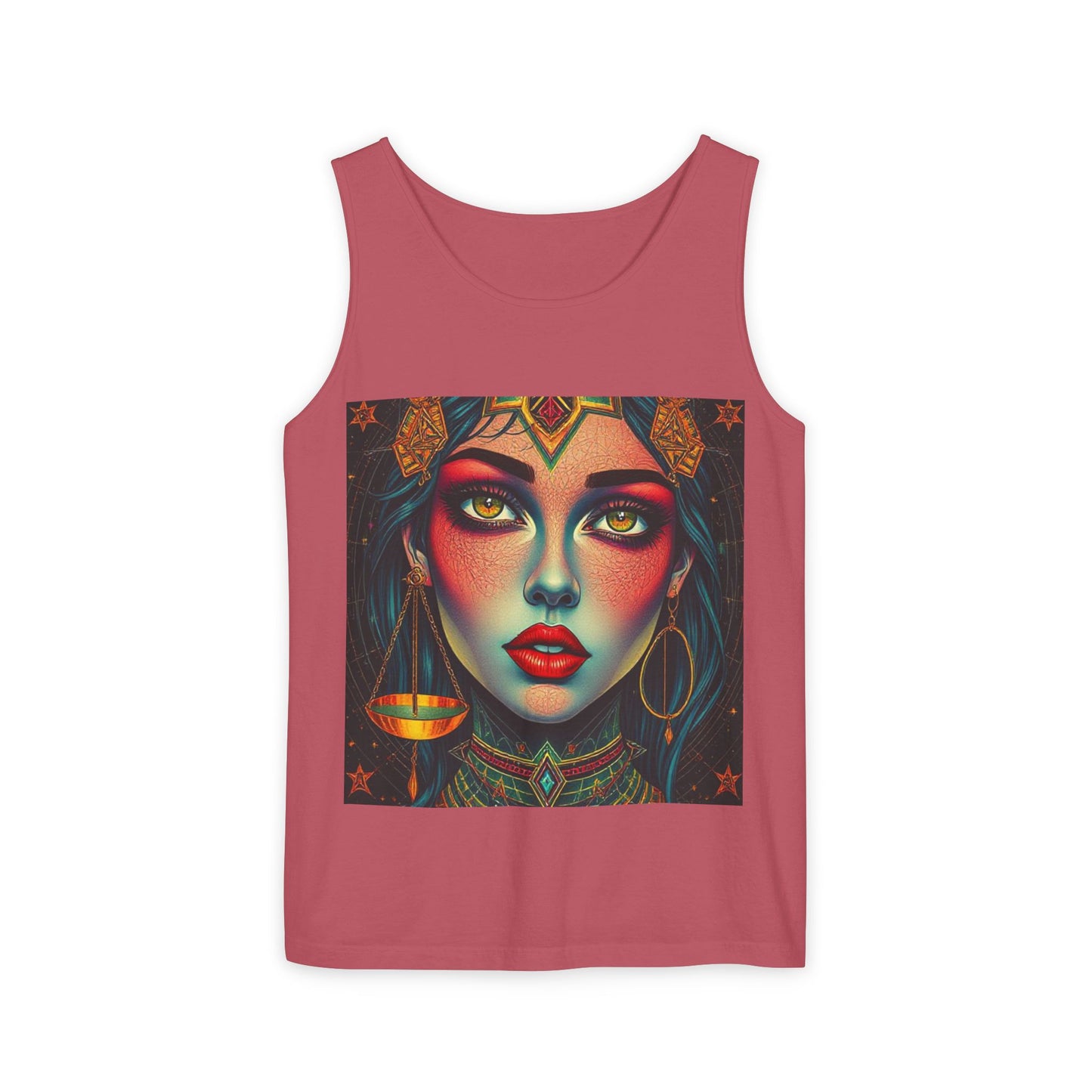 Unisex Garment-Dyed, Tank Top, Libra Design, Pop Art, 100% US cotton