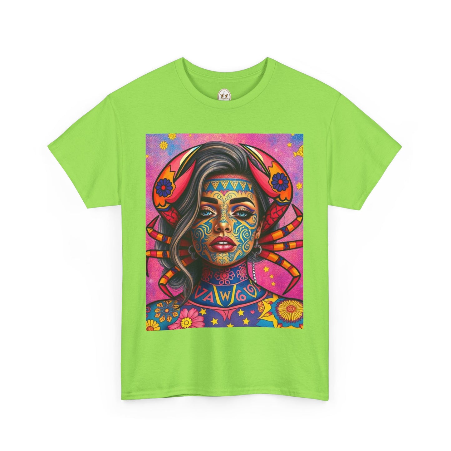 Unisex Heavy Cotton T-Shirt, Cancer, Zodiac v3, Sexy Art