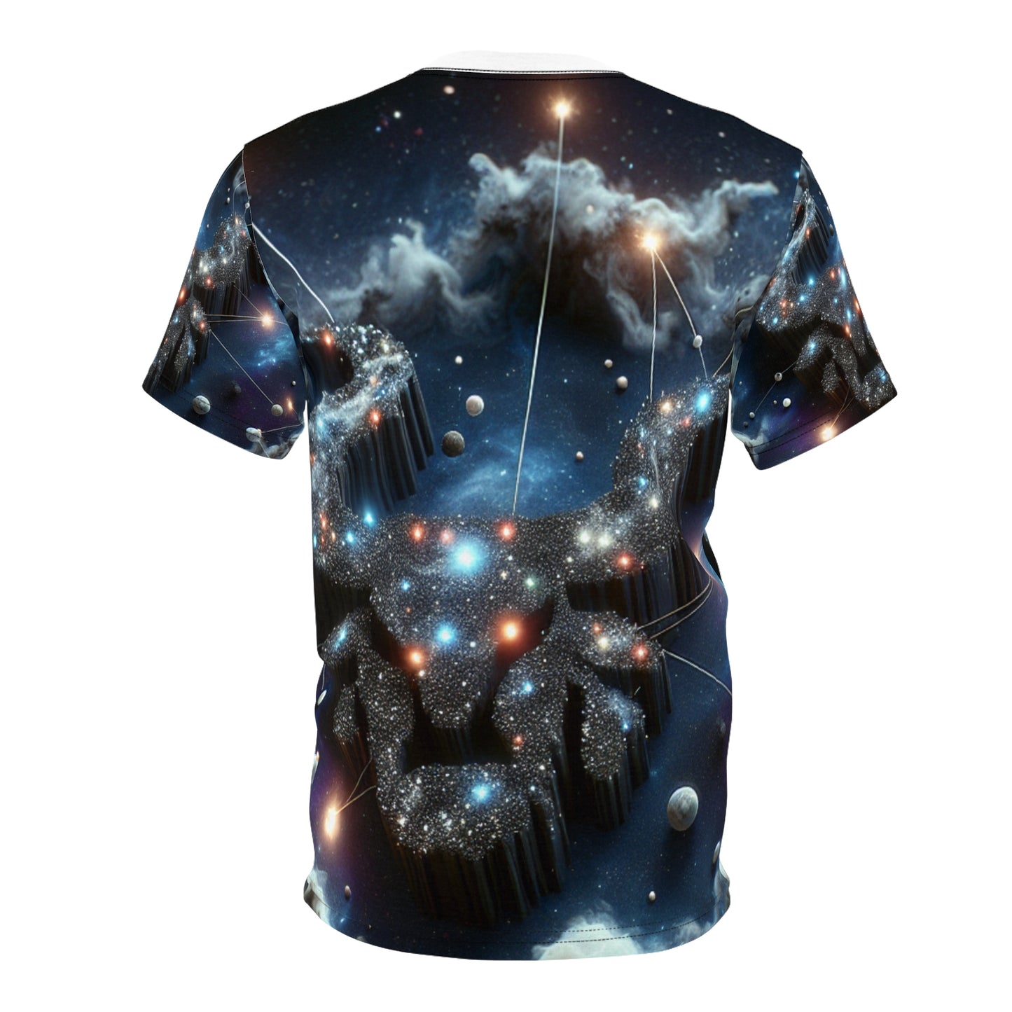 Unisex Cut & Sew T-Shirt (AOP), Space Bull Head, Taurus Zodiac Design, Regular fit, 100% Polyester