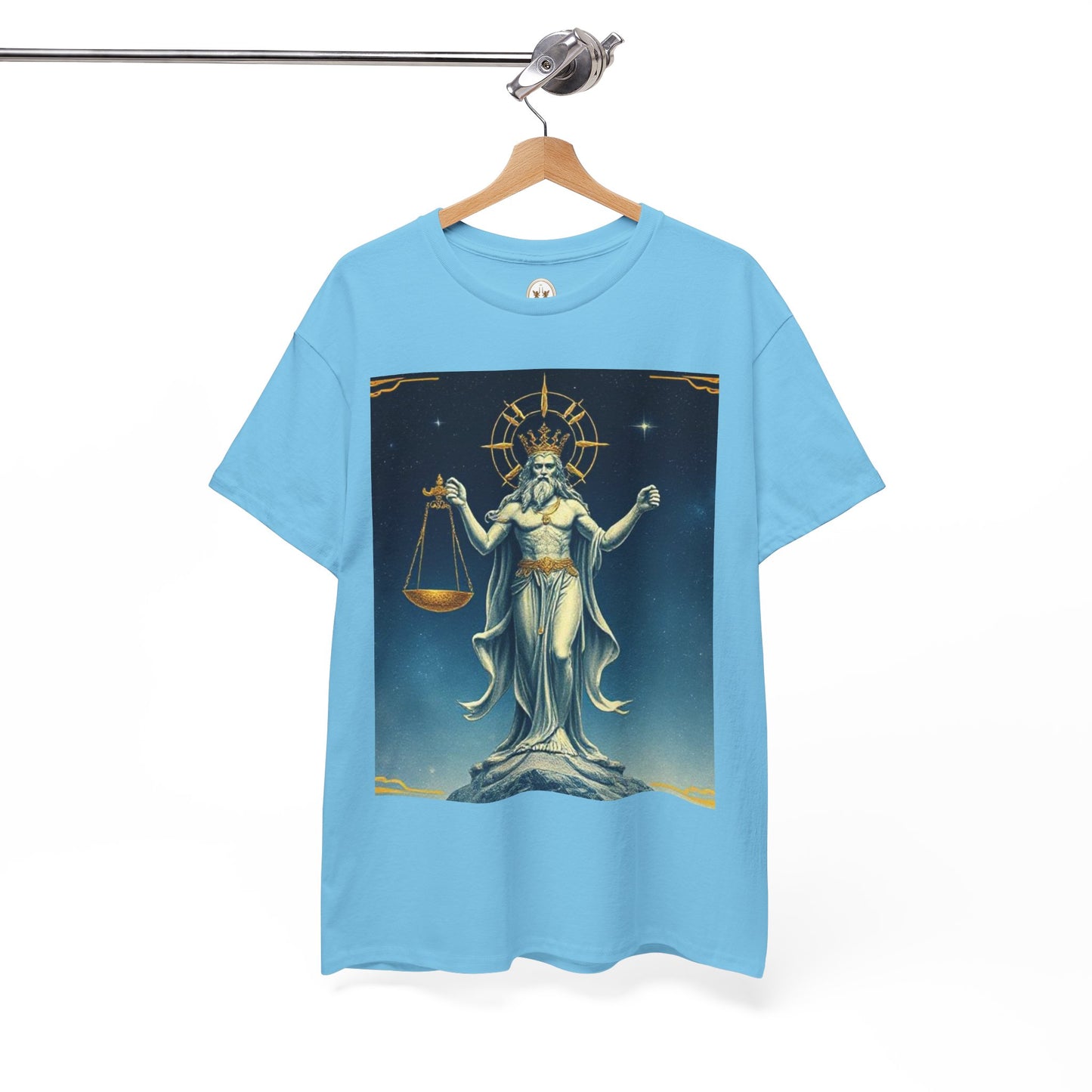 Unisex Heavy Cotton T-Shirt, Space, Libra God, Zodiac Design