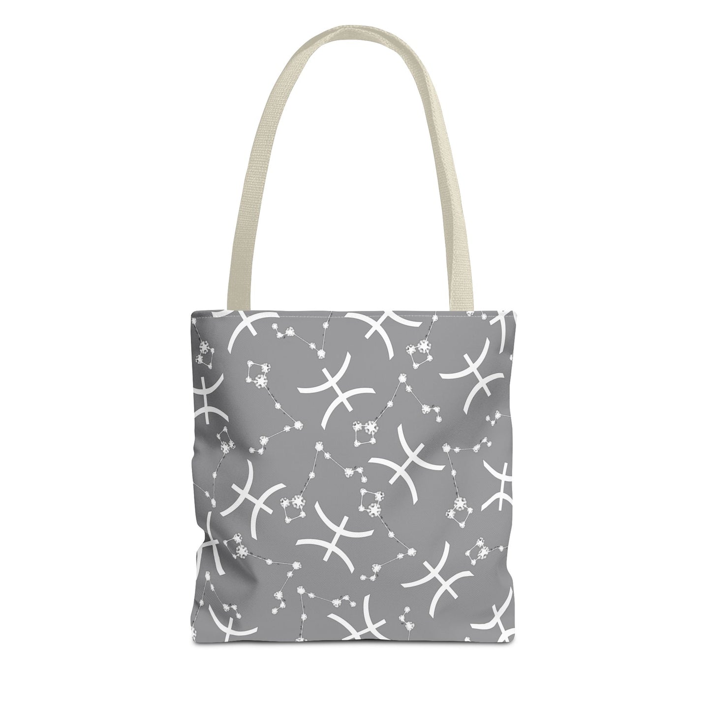 Tote Bag, Pisces Zodiac Sign, AOP, (Grey, White)