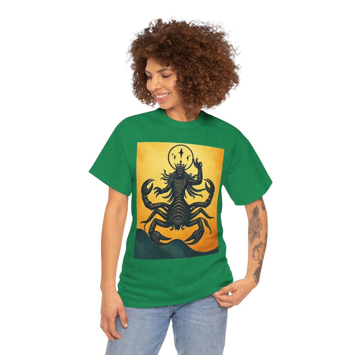 Unisex Heavy Cotton T-Shirt, Scorpion King, Print Art, Scorpio Zodiac Design