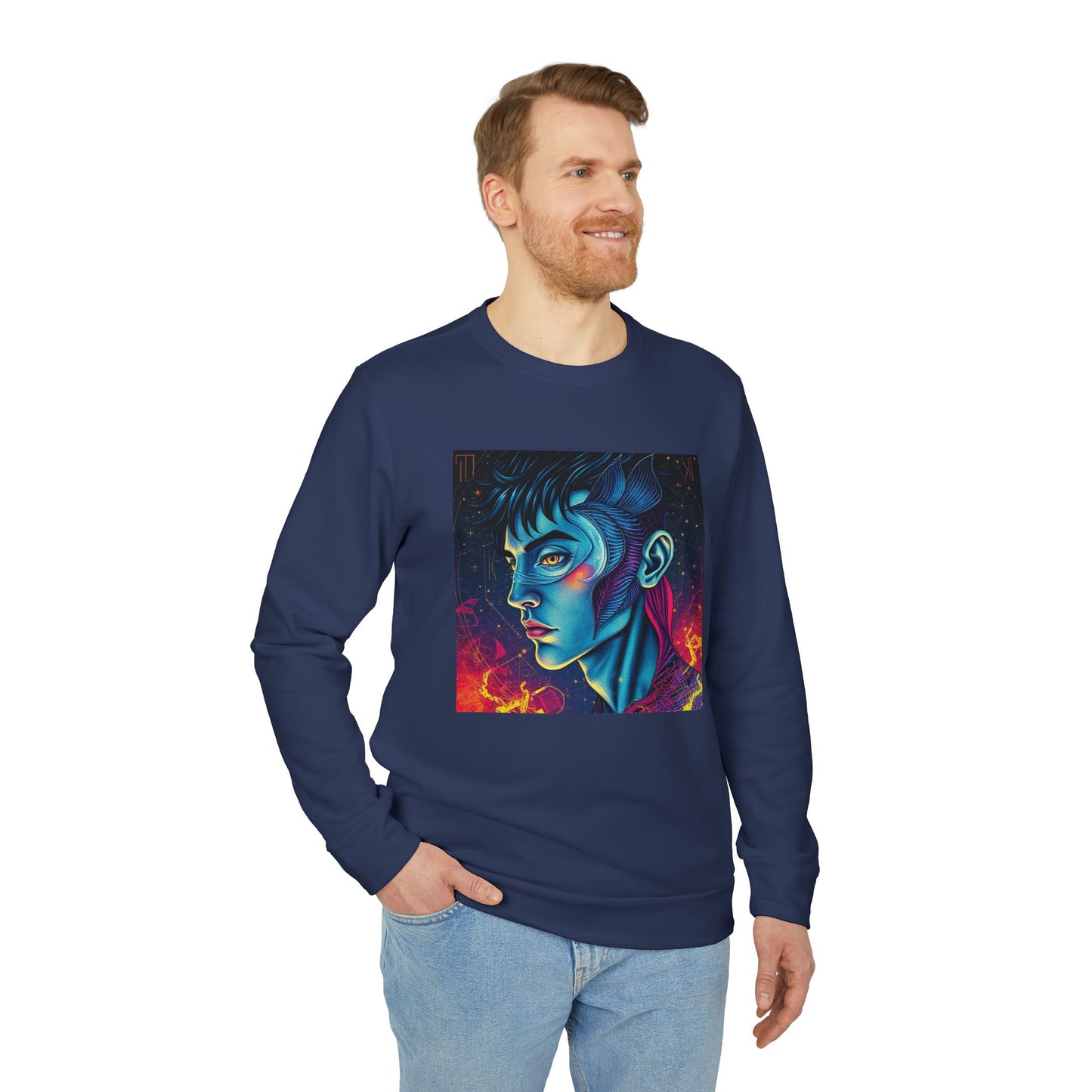 Adidas, Unisex Fleece Crewneck Sweatshirt, Pisces, Pop Art, Zodiac