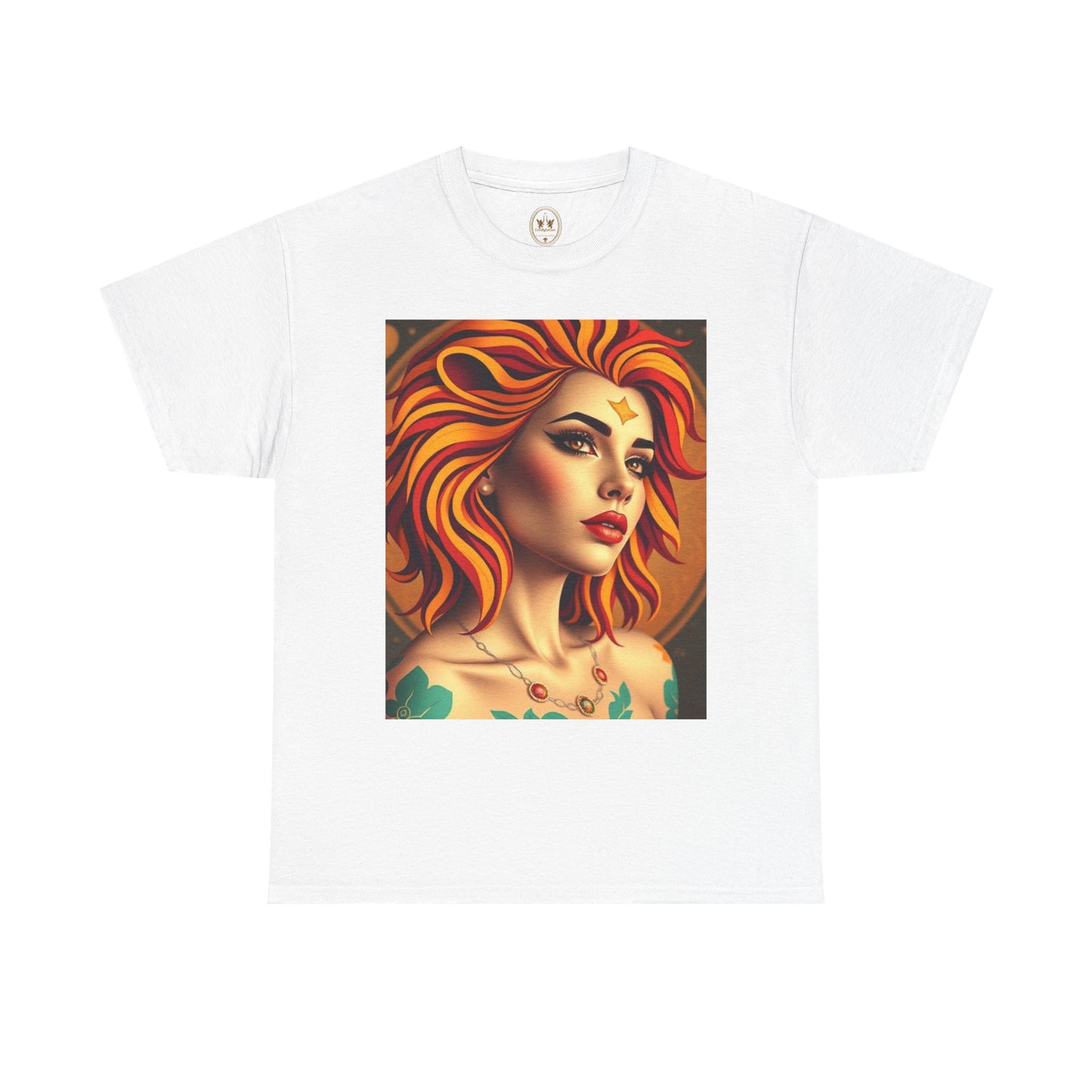Unisex Heavy Cotton T-Shirt, Leo, Zodiac v3, Sexy Art