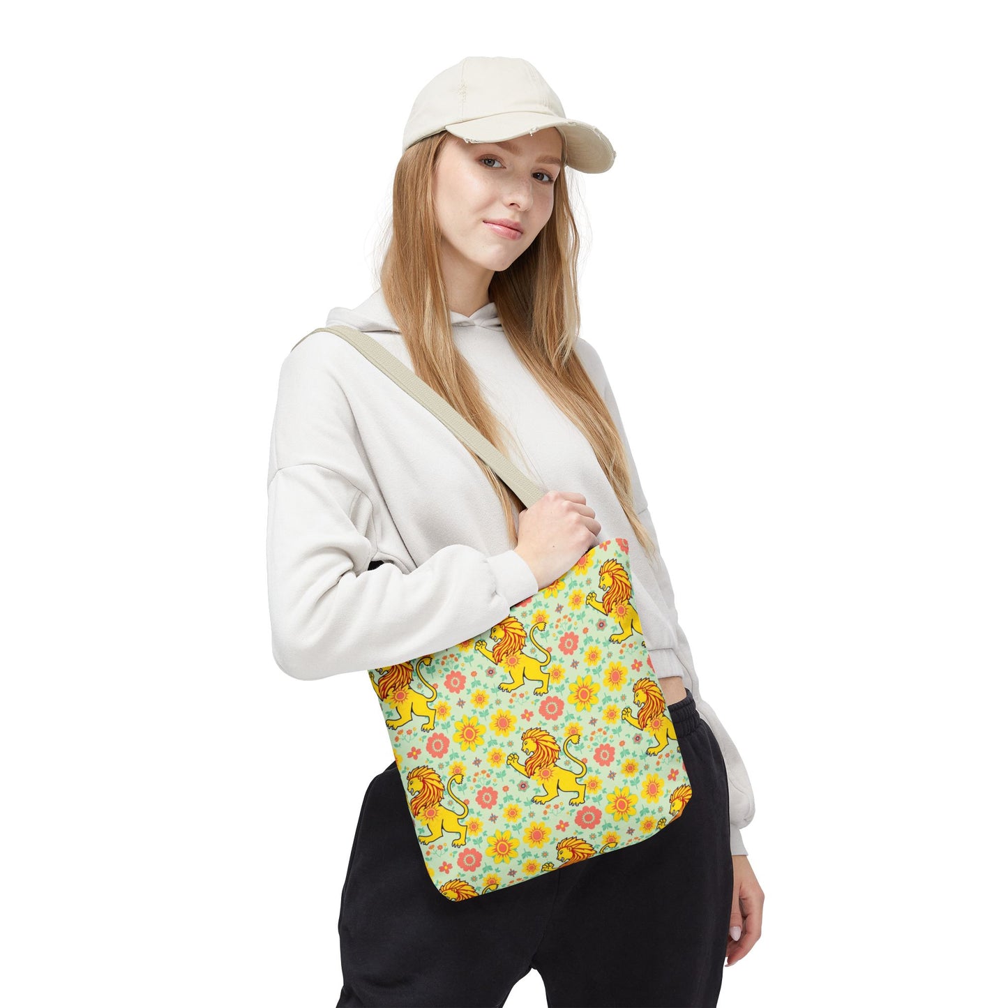 Tote Bag, (AOP), Leo, Zodiac v2, Flower Pattern