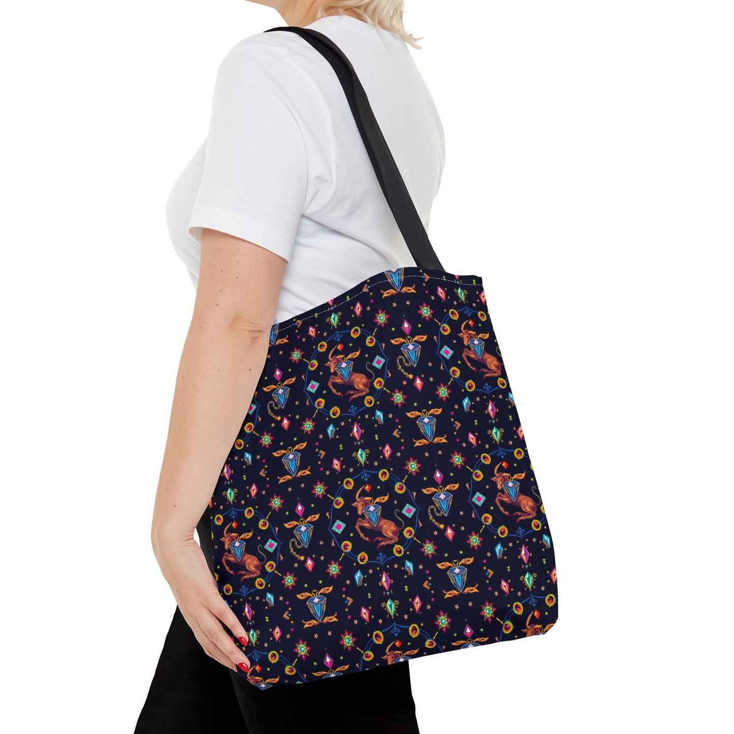 Tote Bag (AOP), Capricorn, Zodiac v1, Jewel Pattern