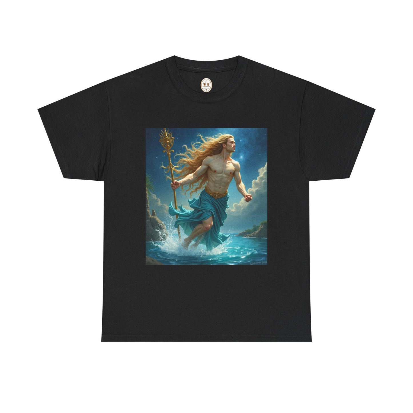 Unisex Heavy Cotton T-Shirt, Aquarius God 4v, Zodiac Design