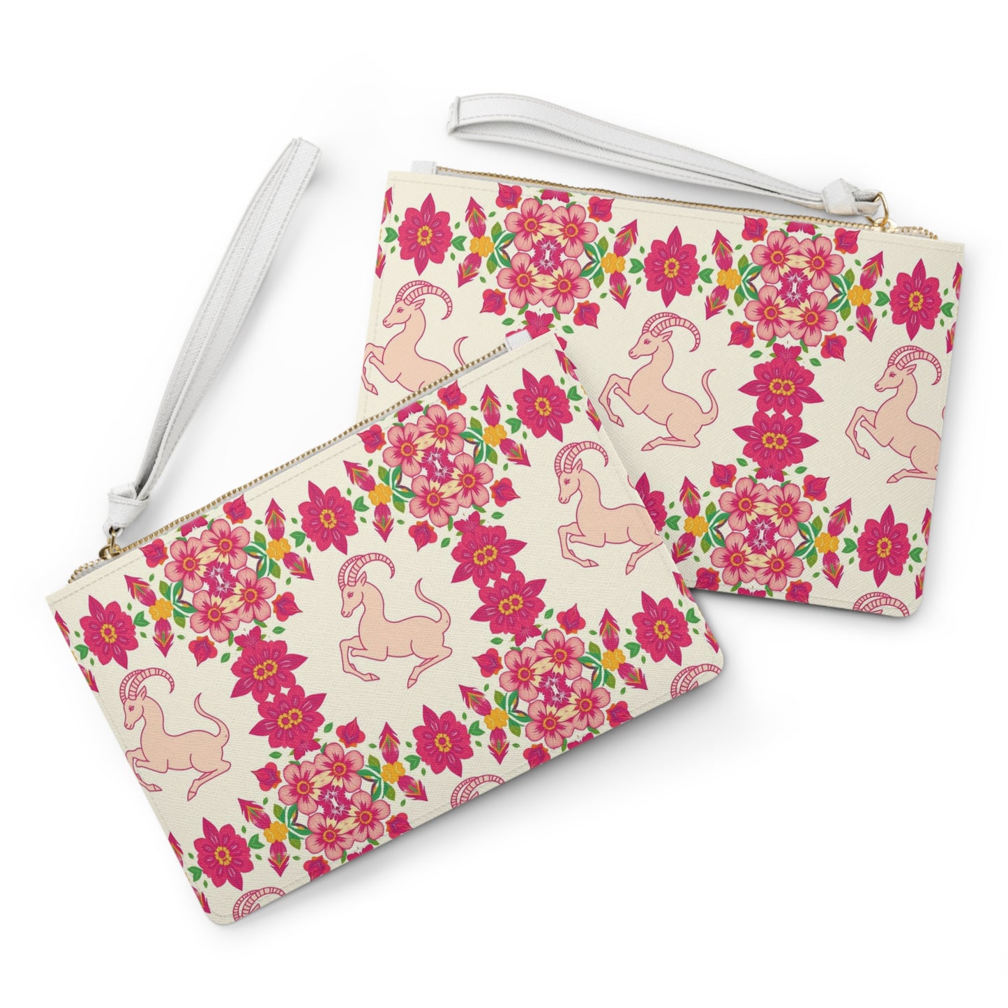 Clutch Bag, Capricorn, Zodiac v4, Flower Pattern