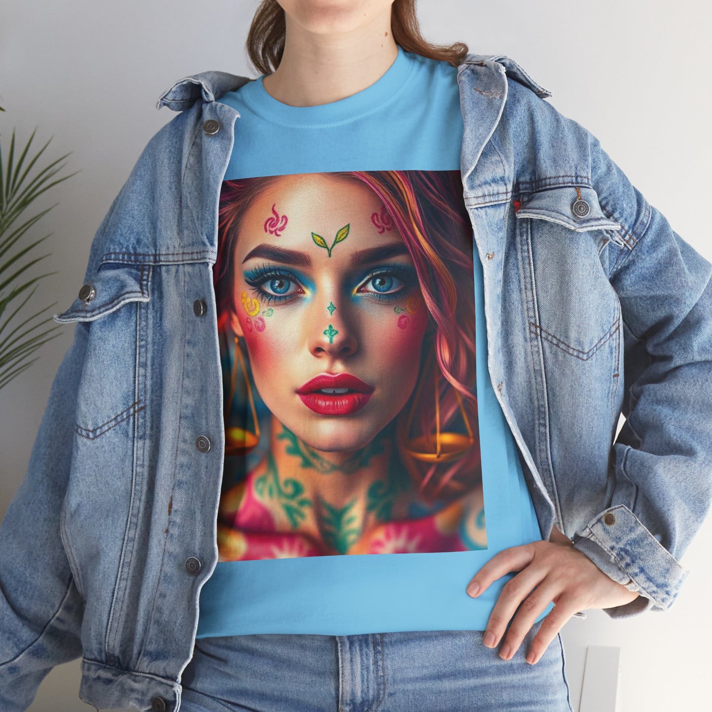 Unisex Heavy Cotton T-Shirt, Libra, Zodiac v1, Sexy Art