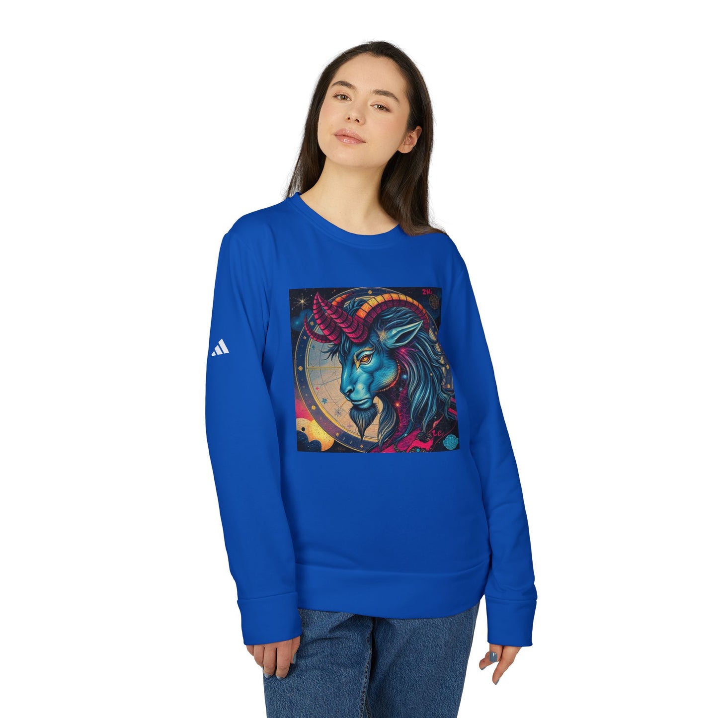 Adidas, Unisex Fleece Crewneck Sweatshirt, Capricorn, Pop Art v1, Zodiac