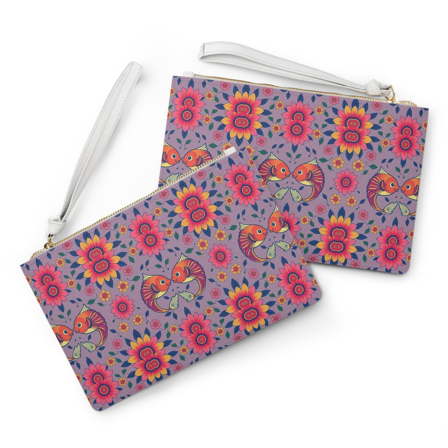 Clutch Bag, Pisces, Zodiac v2, Flower Pattern