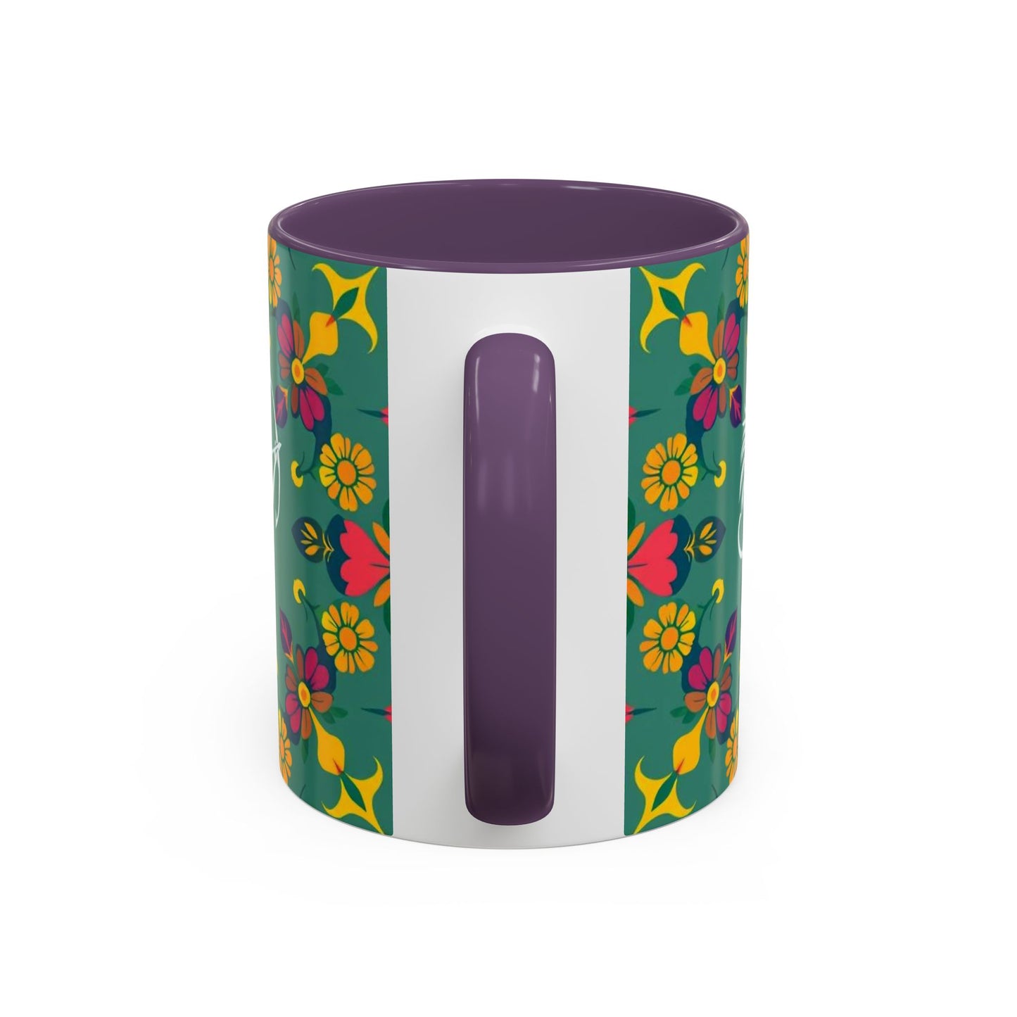 Accent Coffee Mug, Sagittarius, Zodiac. Flower Pattern, (11, 15oz)
