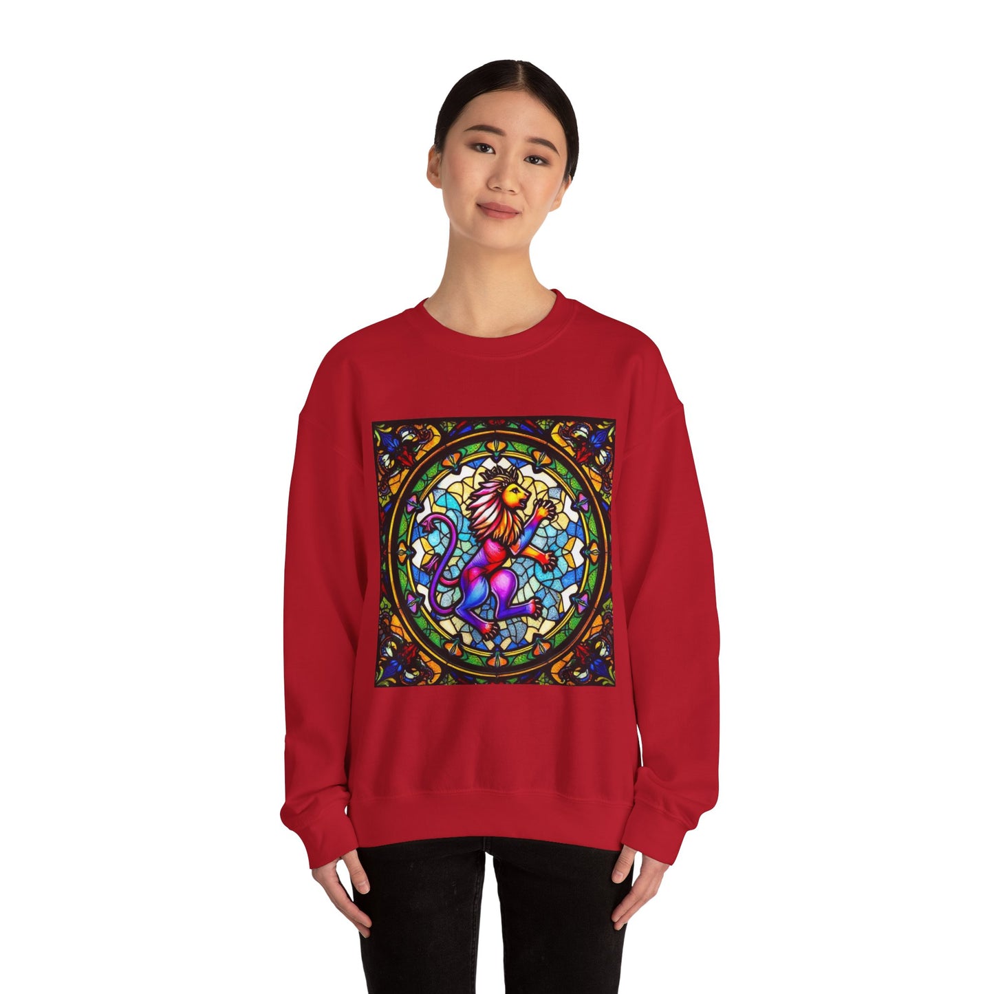 Unisex Heavy Blend™ Crewneck Sweatshirt, Glass, Leo Zodiac Design